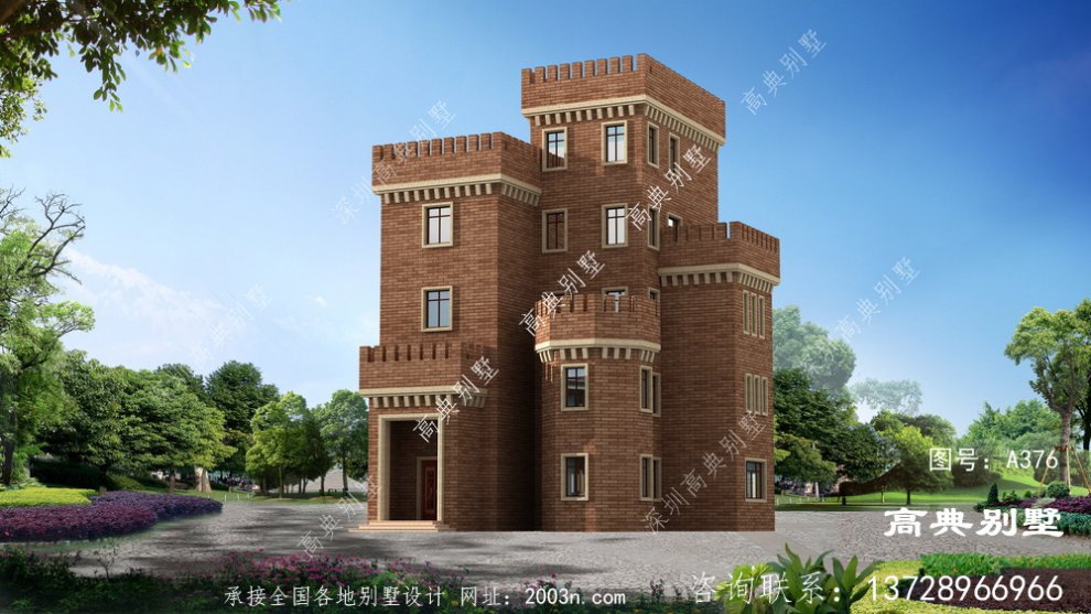 简欧城堡式五层复式别墅自建住