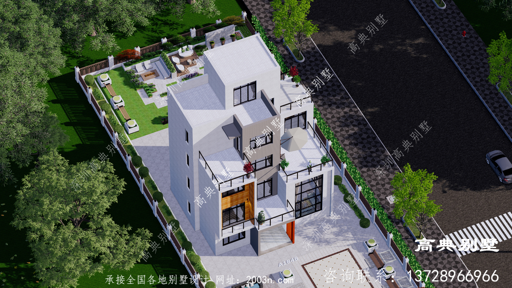现代别墅设计图纸现代三层乡村自建房屋设计图