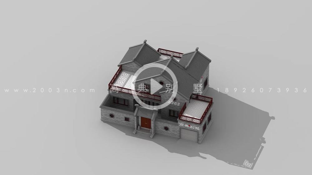 新中式风格一层半别墅设计图及效果图