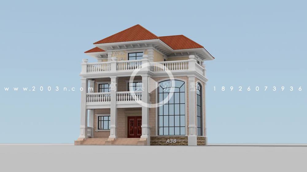 欧式风格三层复式带阳台别墅设计图