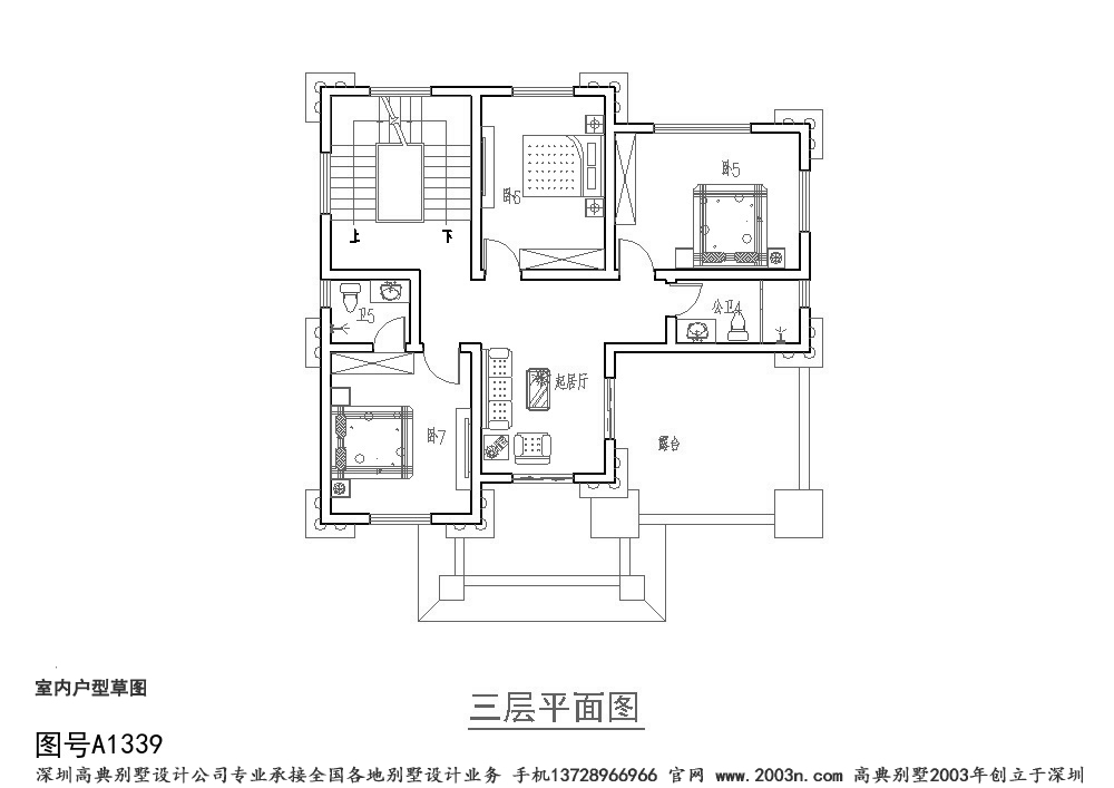 三层别墅户型图欧式复式三层别墅图纸首层130平方米A1339号