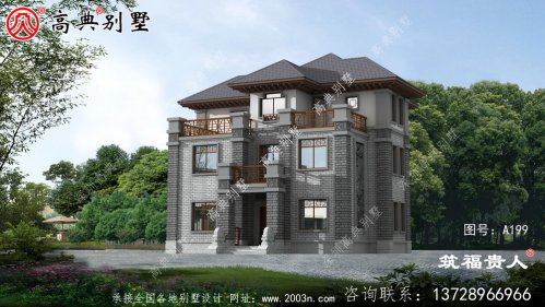 新中式三层建造别墅设计图，三层中式房子