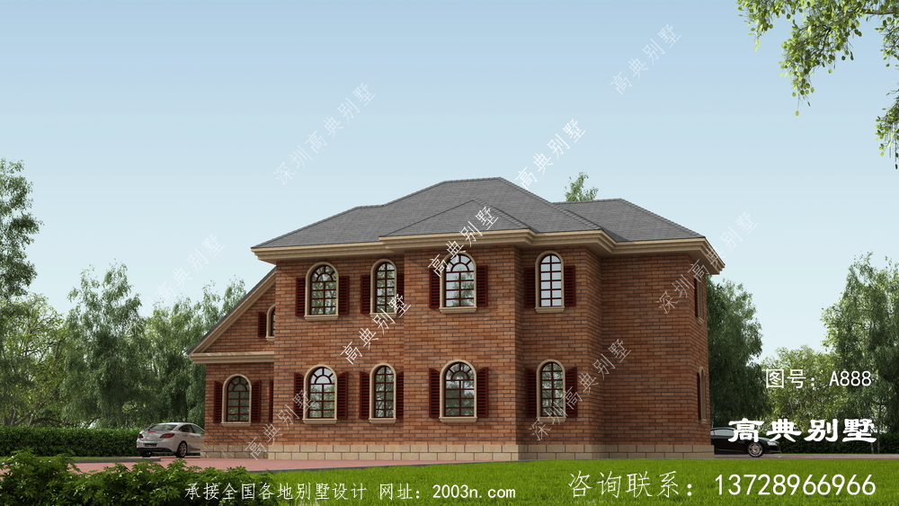 布局实用的二层美式风格房子效果图