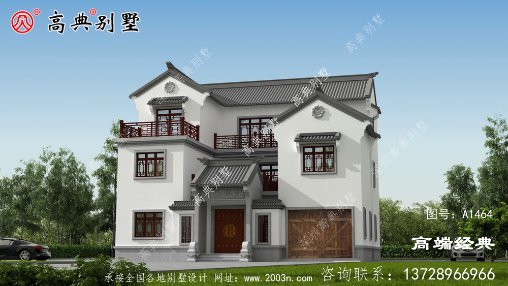 中式三层房子，配色既简约又高级