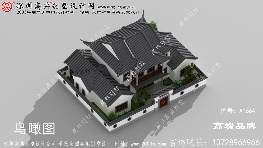 新中式 二层别墅 ，外观 造型 错落有致 ，低调奢华有内涵 。