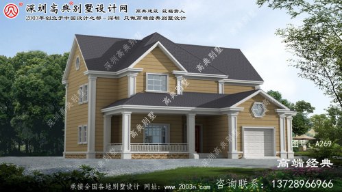 文成县两层美式风格房屋设计图，小