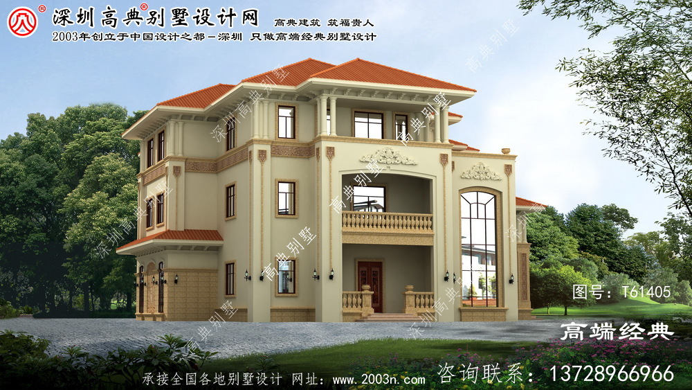辽宁省欧式三层复式房屋设计图及效果图。