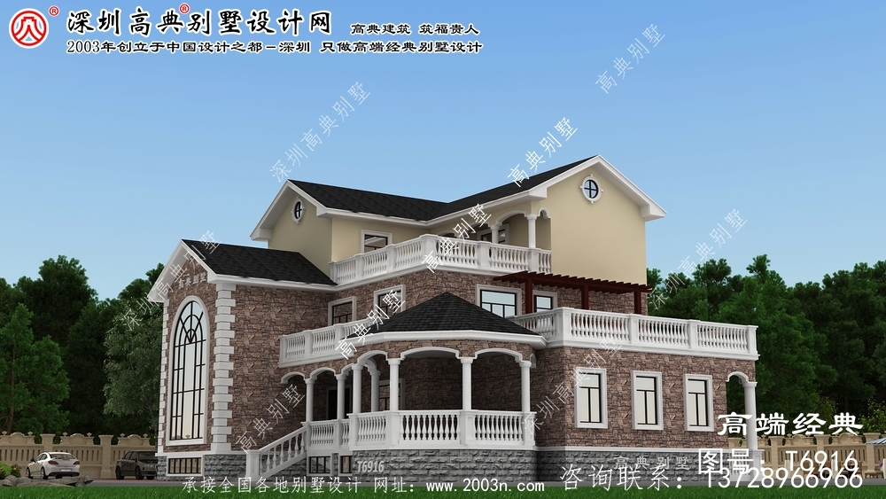 杭锦旗三层多层欧式别墅建筑设计图样。