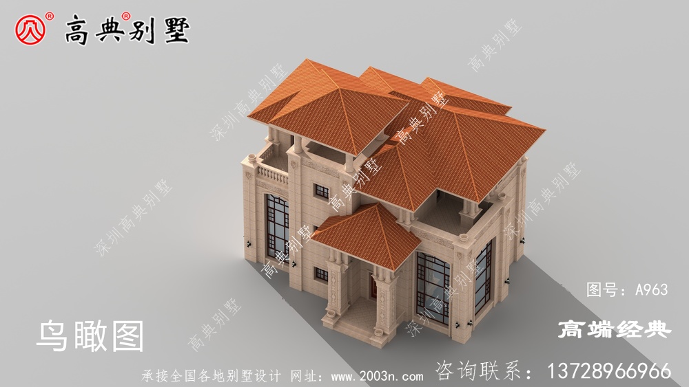 汉中市简约式三层别墅设计图，经济实用