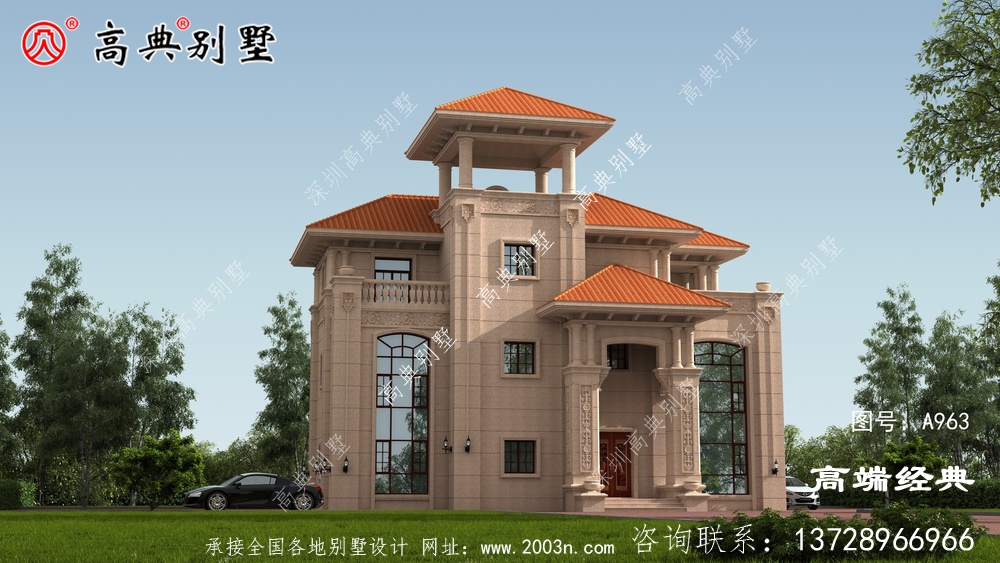 汉中市简约式三层别墅设计图，经济实用