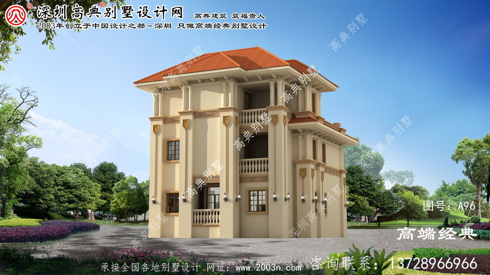 建平县三层中式院子别墅设计图	
