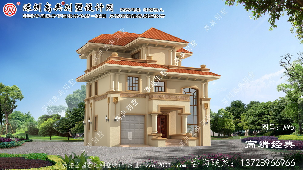 建平县三层中式院子别墅设计图	