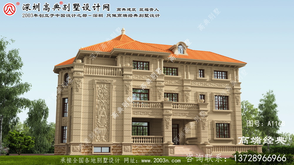 扶绥县农村住宅设计的三层独户别墅方案。