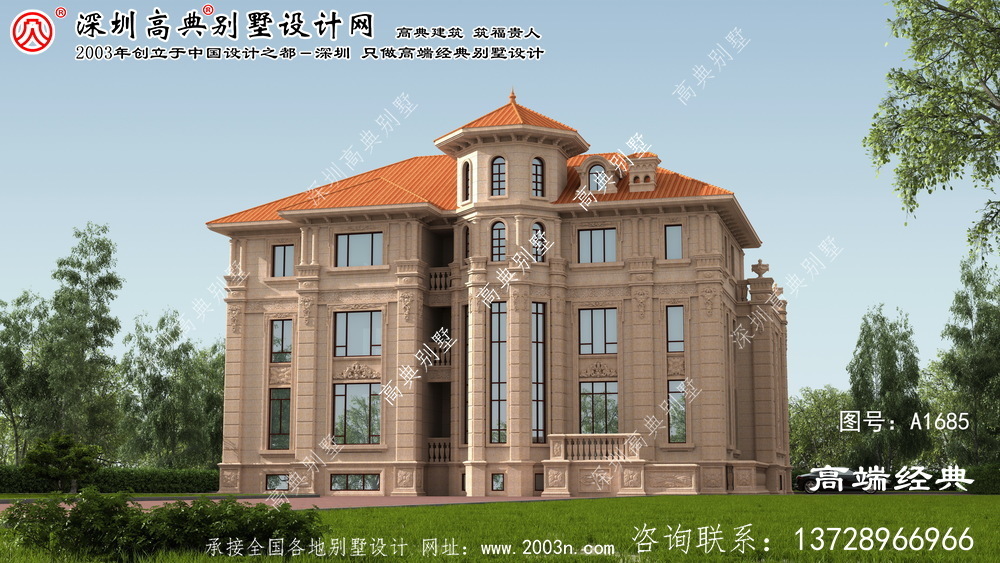 灵山县欧式石材三层房屋图片	
