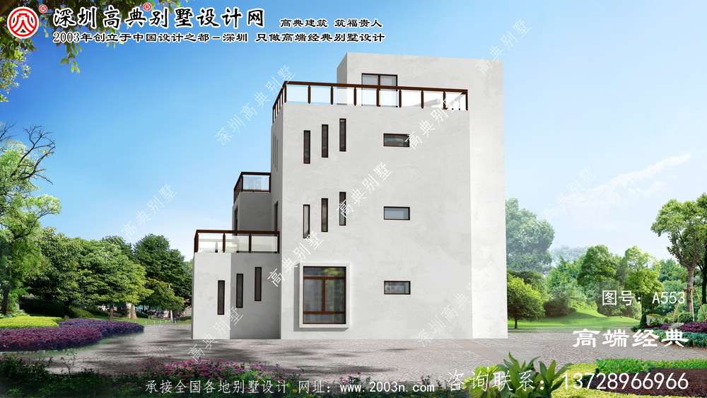 青田县精致外观的三层现代风格平屋顶别墅