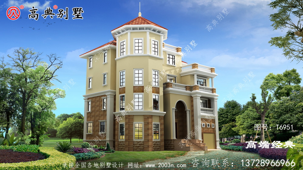 丹江口市最新 农村 四层别墅设计 图样 户型图 ，给人一种 中高档 建筑 的感觉 ，豪华别墅的代表 。
