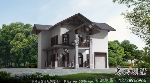 简单欧式二层东南亚风格别墅设计外观图