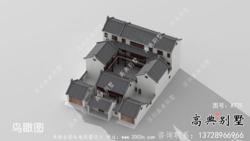 新中式庄重三层别墅设计图施工图纸