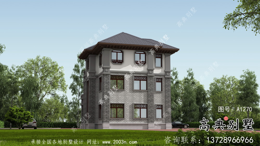 新中式简约三层别墅设计图纸