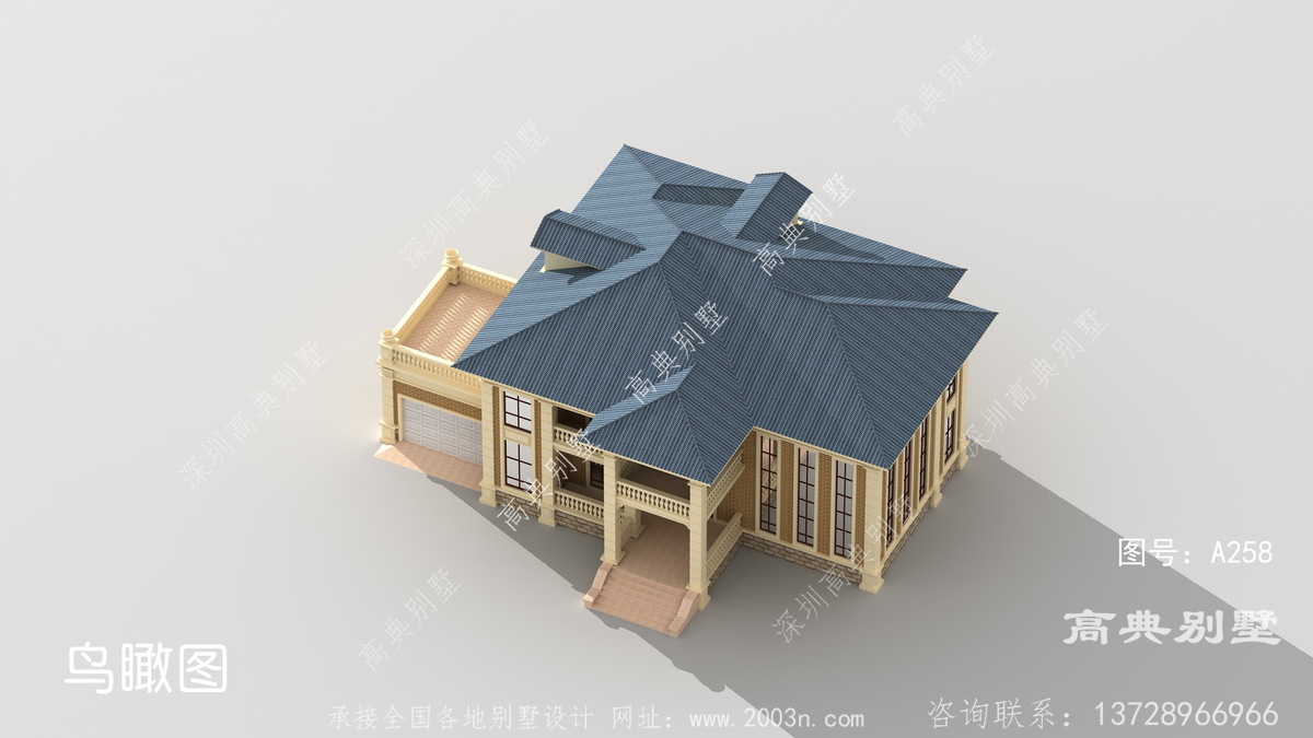汉川市南河乡盖房子设计公司建设农村带车库两层小别墅设计图