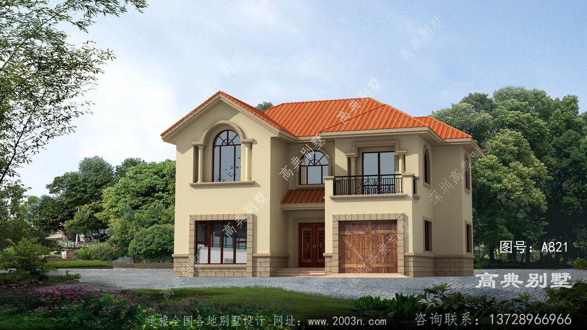 电白县博贺镇盖房子设计单位制作的农村三层大别墅设计图