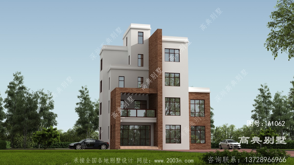 荣成市东山村住宅案例,正方形自建房外形设计图