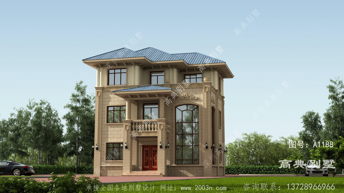醴陵市泗汾镇民房设计坊原创90平方三层别墅设计图