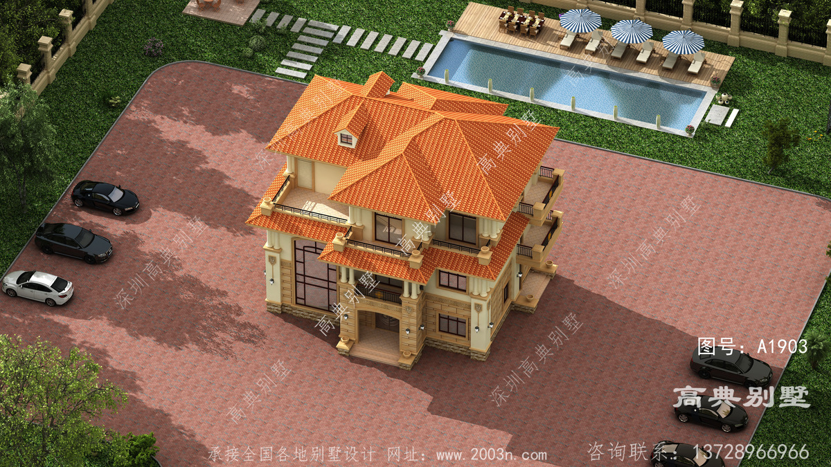 博罗县杨侨镇民房设计单位案例农村三拼连小别墅设计图