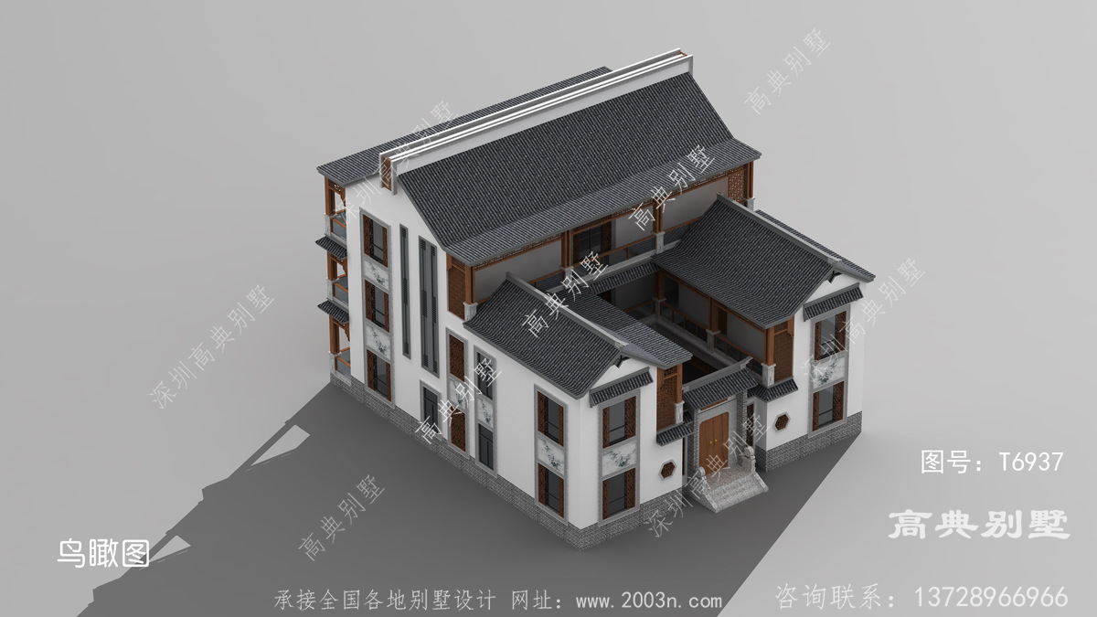 洪江市铁山乡造房子设计事务所构思新型农村二层半别墅