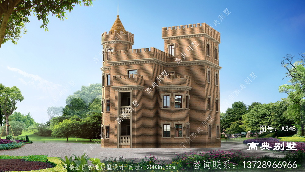 建在农村绝对抢眼的西式城堡式别墅