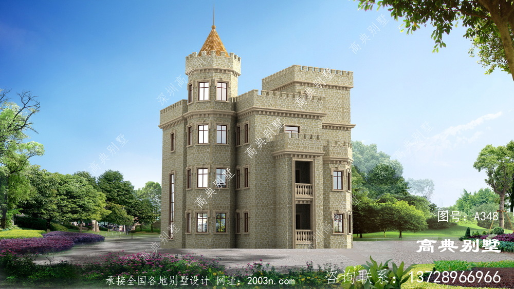 建在农村绝对抢眼的西式城堡式别墅