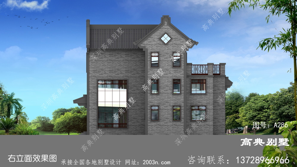 深圳高端新中式三层别墅设计图