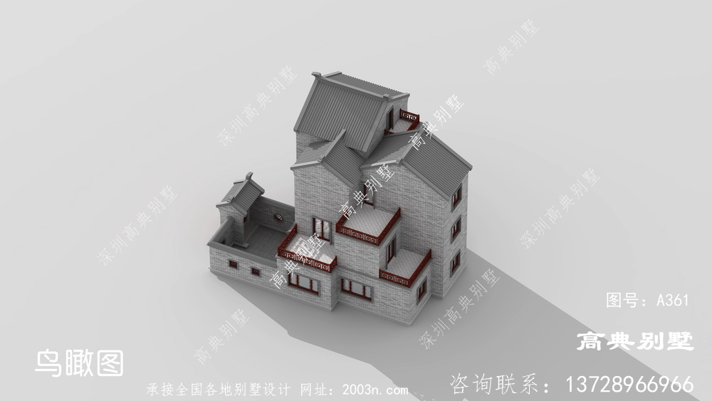 中式风格三层别墅设计图纸