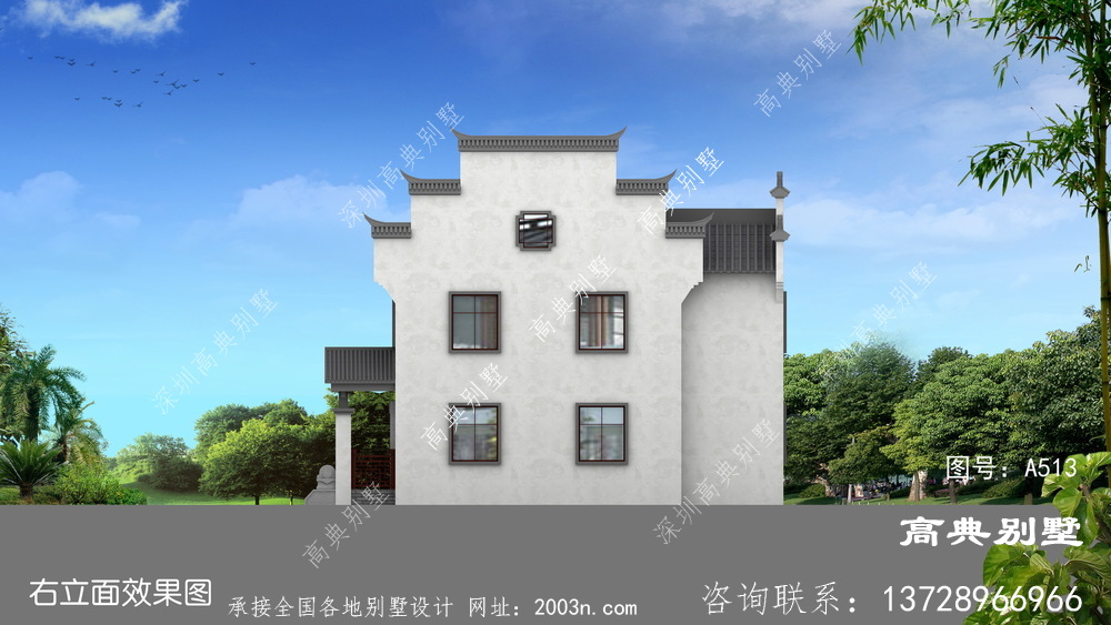 新农村新中式风格二层别墅设计效果图