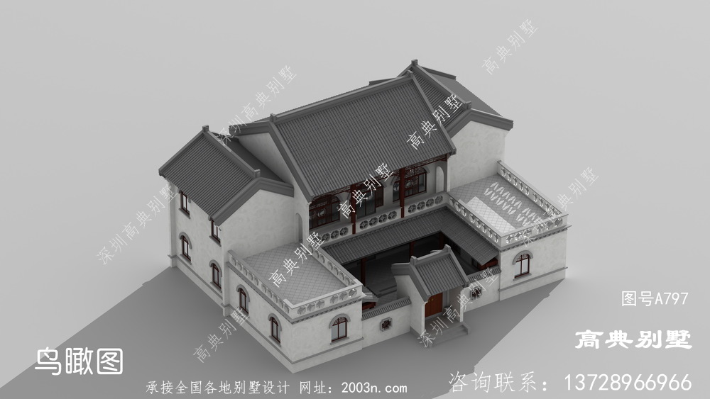 二层中式四合院别墅，中国传统经典建筑之作