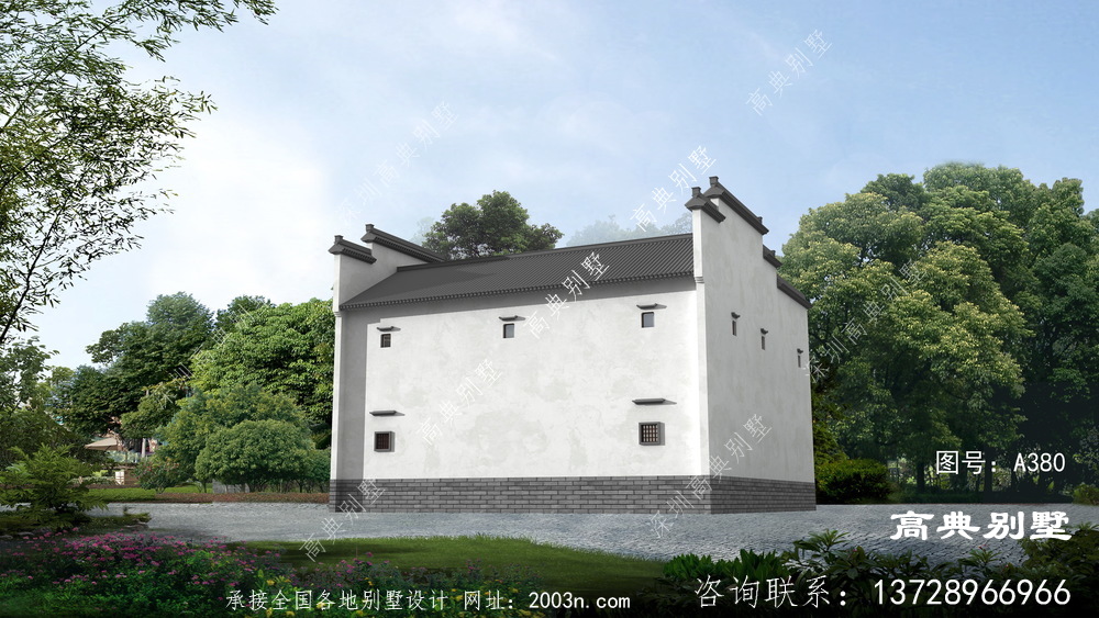 中式风格两层农村别墅设计效果图