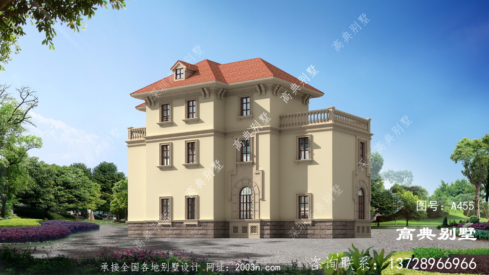 欧式典雅风格三层复式别墅设计图片大全