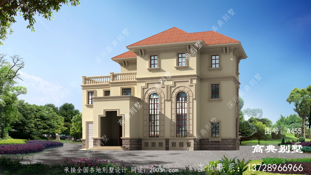 欧式典雅风格三层复式别墅设计图片大全