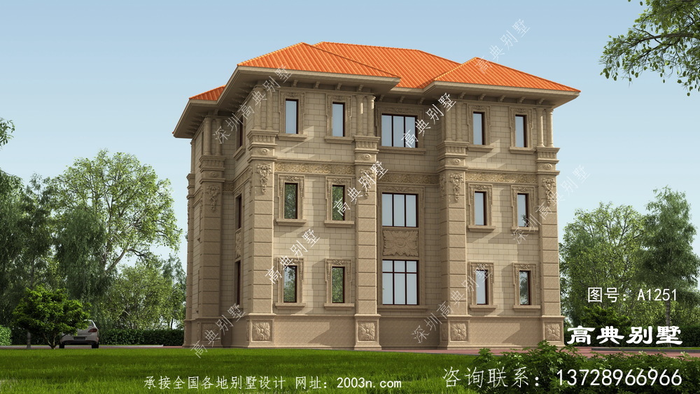 欧式古典欧式石材三层别墅自建房设计图