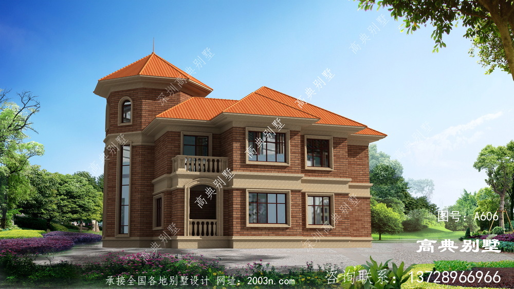 农村豪华欧式二层自建复式别墅设计图