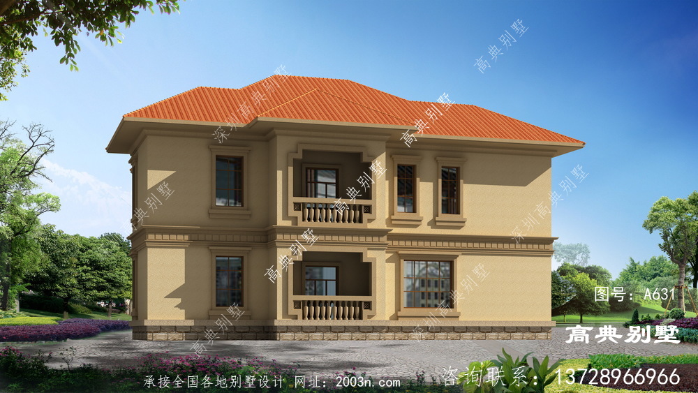 欧式古典风格二层楼别墅设计图