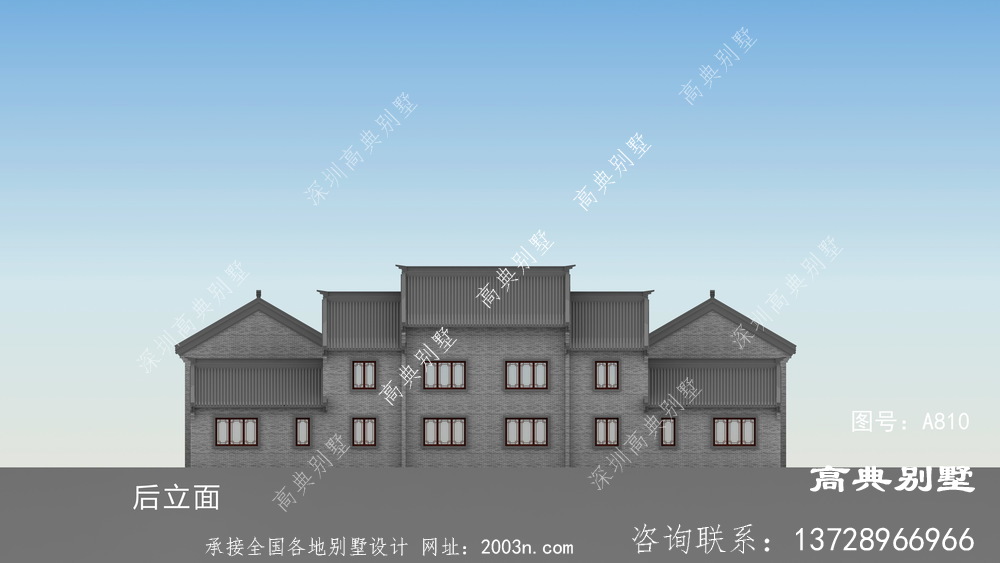 新中式三层四合院大户型别墅自建设计图