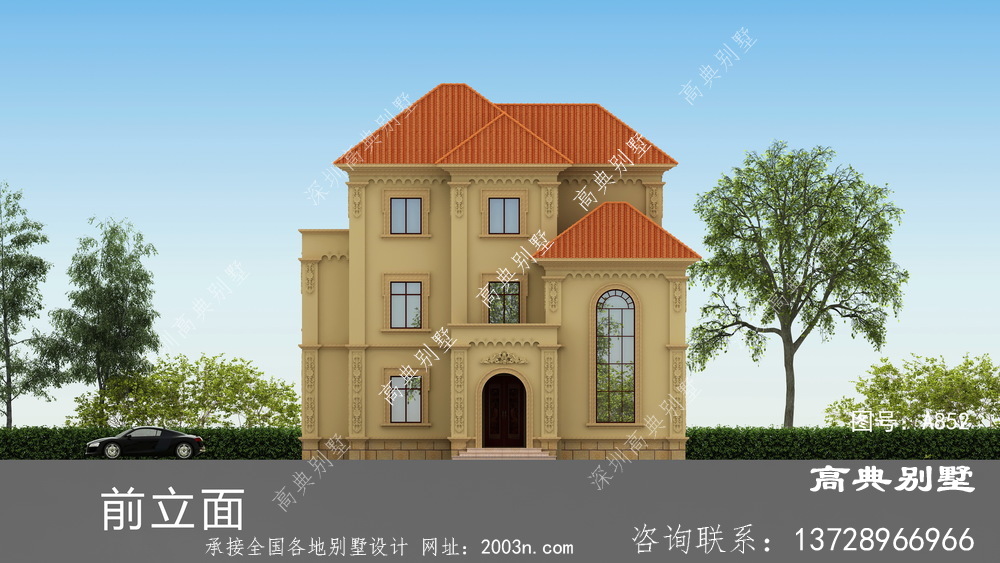 欧式经典风格三层复式别墅住宅设计图纸