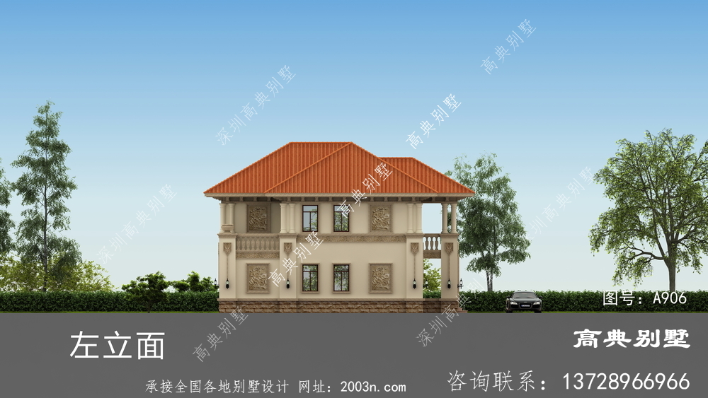 欧式经典二层复式别墅设计图
