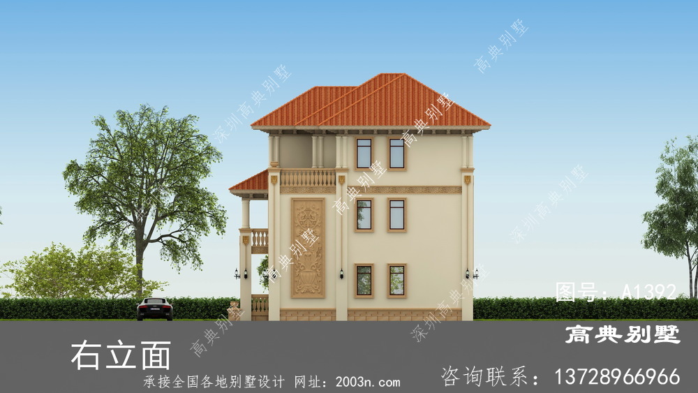 欧式古典风格三层别墅住宅设计图