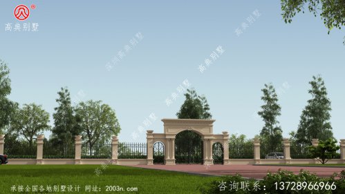 别墅大门围墙设计图片W186号配上最新农村
