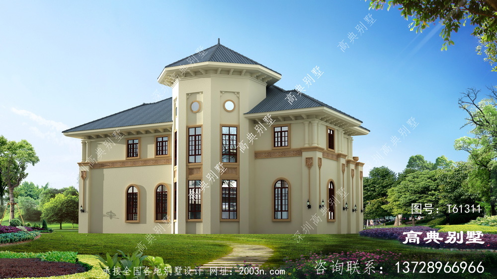 高贵典雅的两层欧式别墅设计图