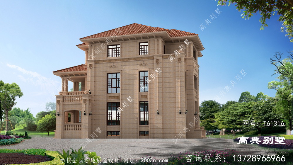 高档复式三层欧式石材别墅设计图