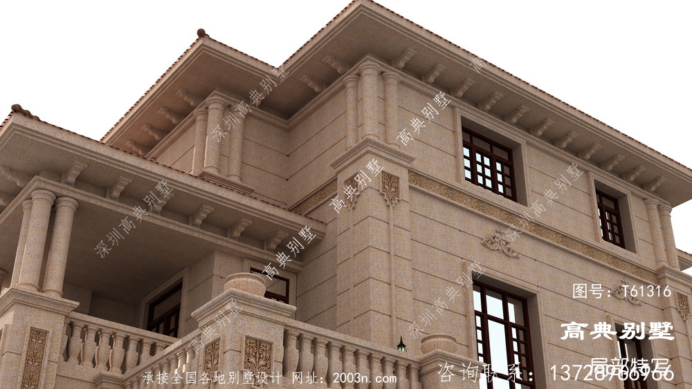 高档复式三层欧式石材别墅设计图