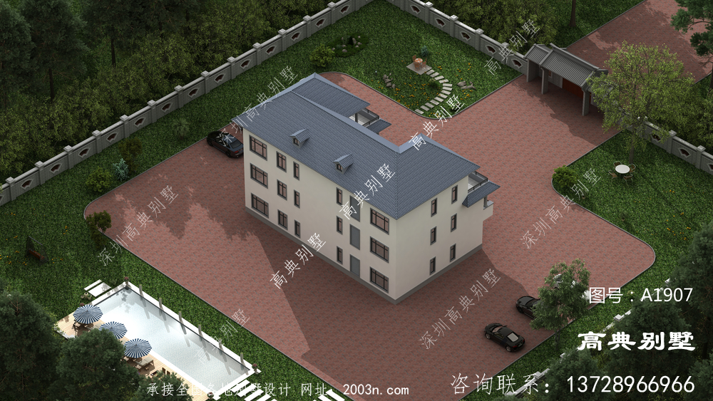全新中式乡村别墅，可建在街边，但更合适盖在田园周边，享乡村美景！